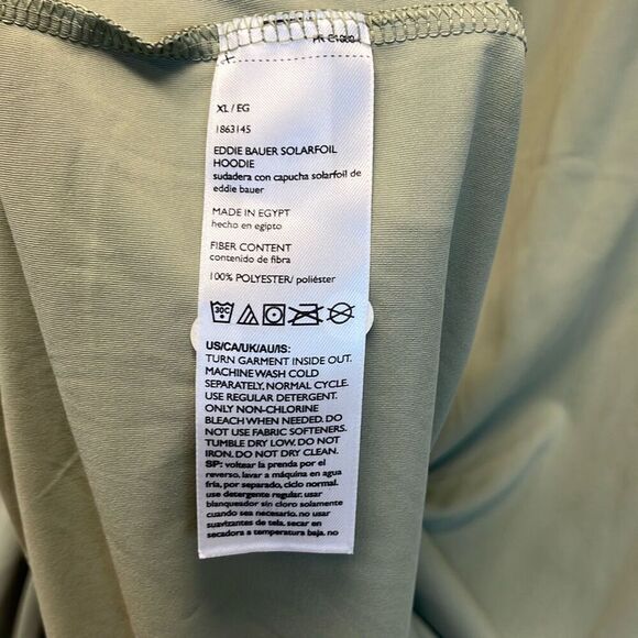 NWT EDDIE BAUER Men’s XL Performance Solarfoil Hoodie UPF 50+ Green Long Sleeves - Picture 10 of 16
